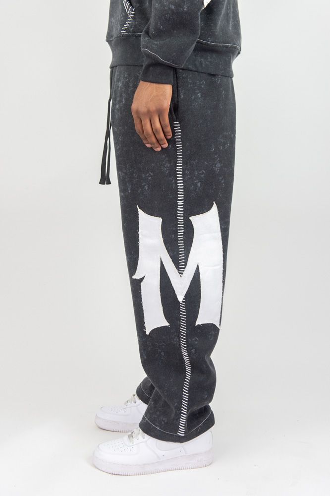 Rebel Minds RM Thick Stitch Wide Leg Stacked Sweatpants
