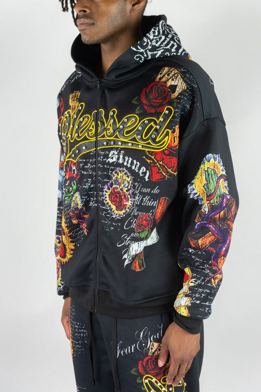 Rebel Minds Blessed All Over Hoodie