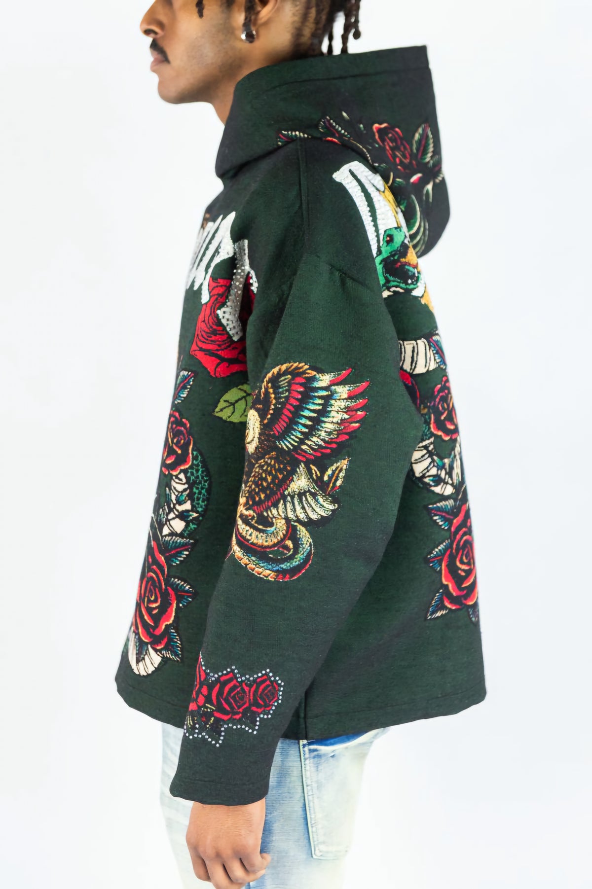 Rebel Minds Heavyweight Rhinestone Tapestry Conquer Hoodie