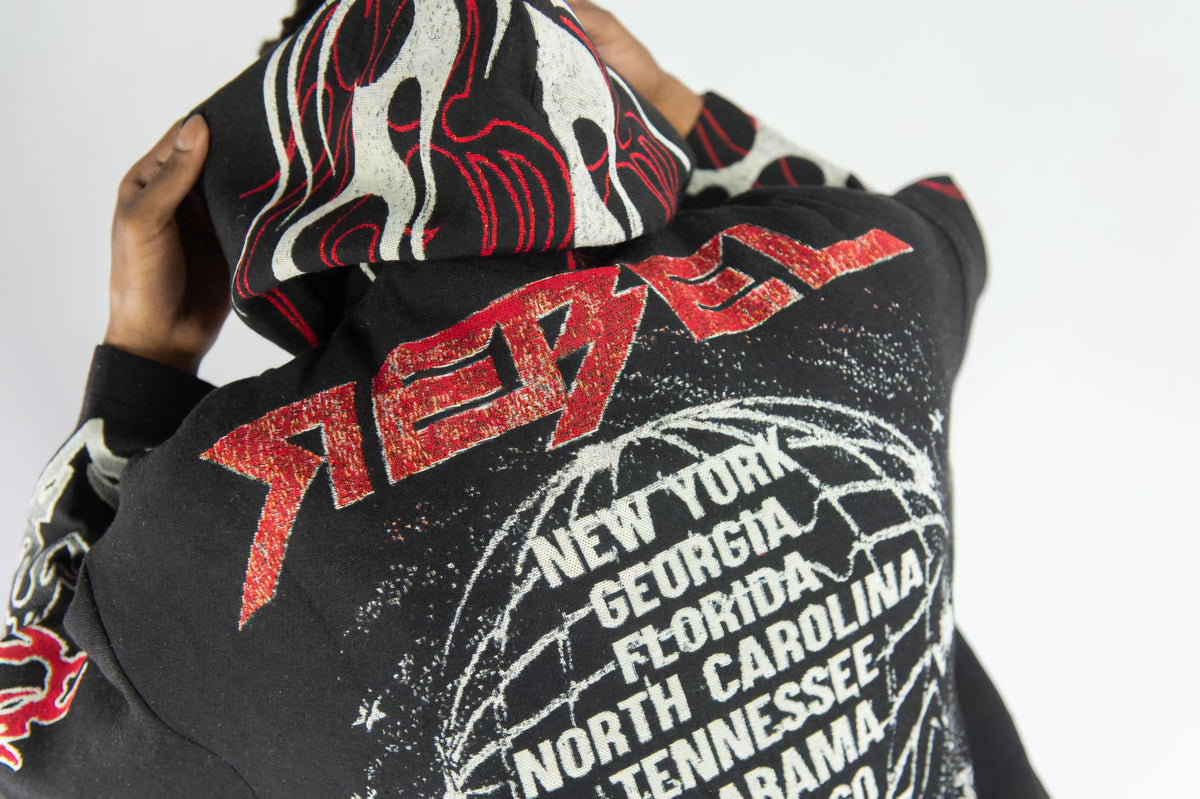 Rebel Minds Heavyweight Rhinestone Tapestry Mad Dog Hoodie