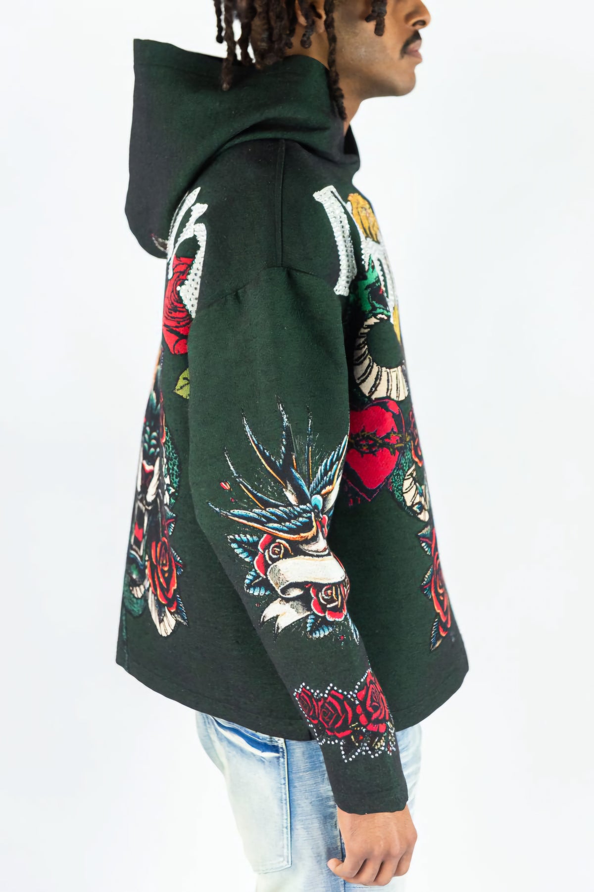 Rebel Minds Heavyweight Rhinestone Tapestry Conquer Hoodie