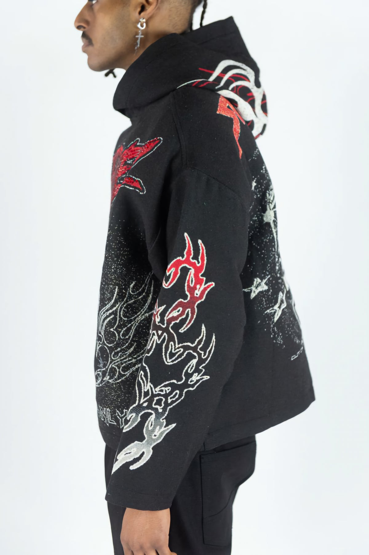Rebel Minds Heavyweight Rhinestone Tapestry Mad Dog Hoodie