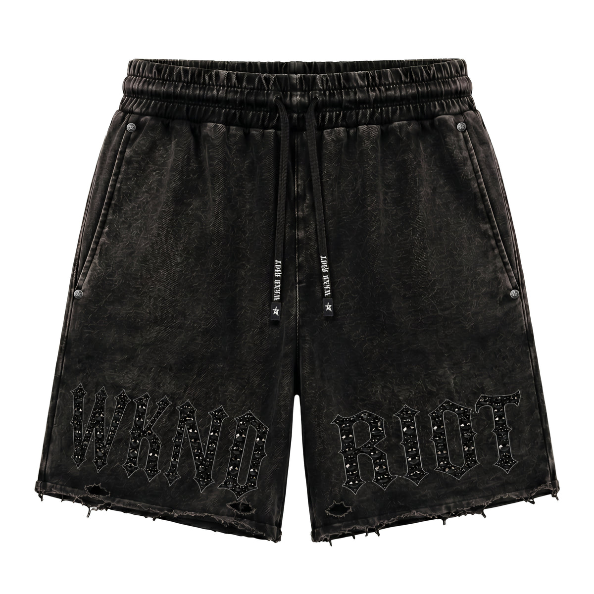 Wknd Riot Ak-47 Luxury Sweat Shorts With Black Rhinestones