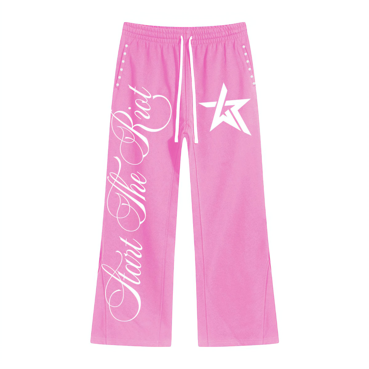 Wknd Riot Speak No Evil Rhinestone Stacked Sweatpants