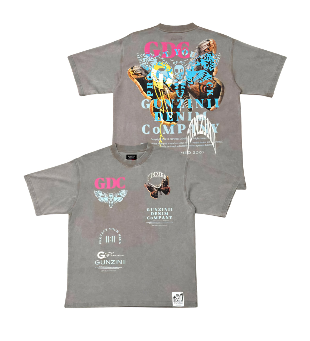 Gunzinii Skull Butterfly T-shirt (Taupe)