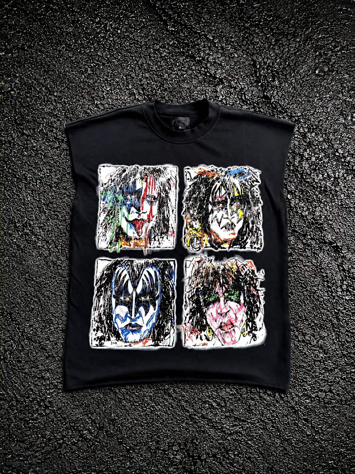 Rich Oni Kiss Global Saints Tour Rhinestone Sleeveless T-shirt