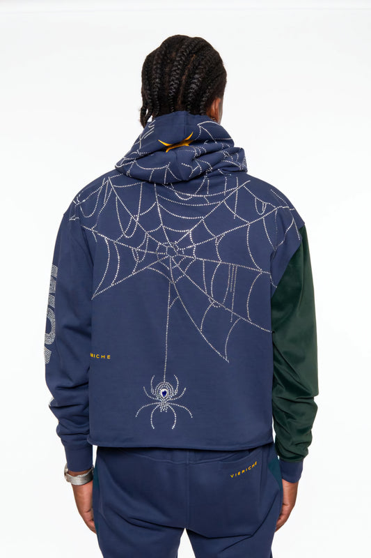 Vie Richie Venom Spider Rhinestone Hoodie (Navy)