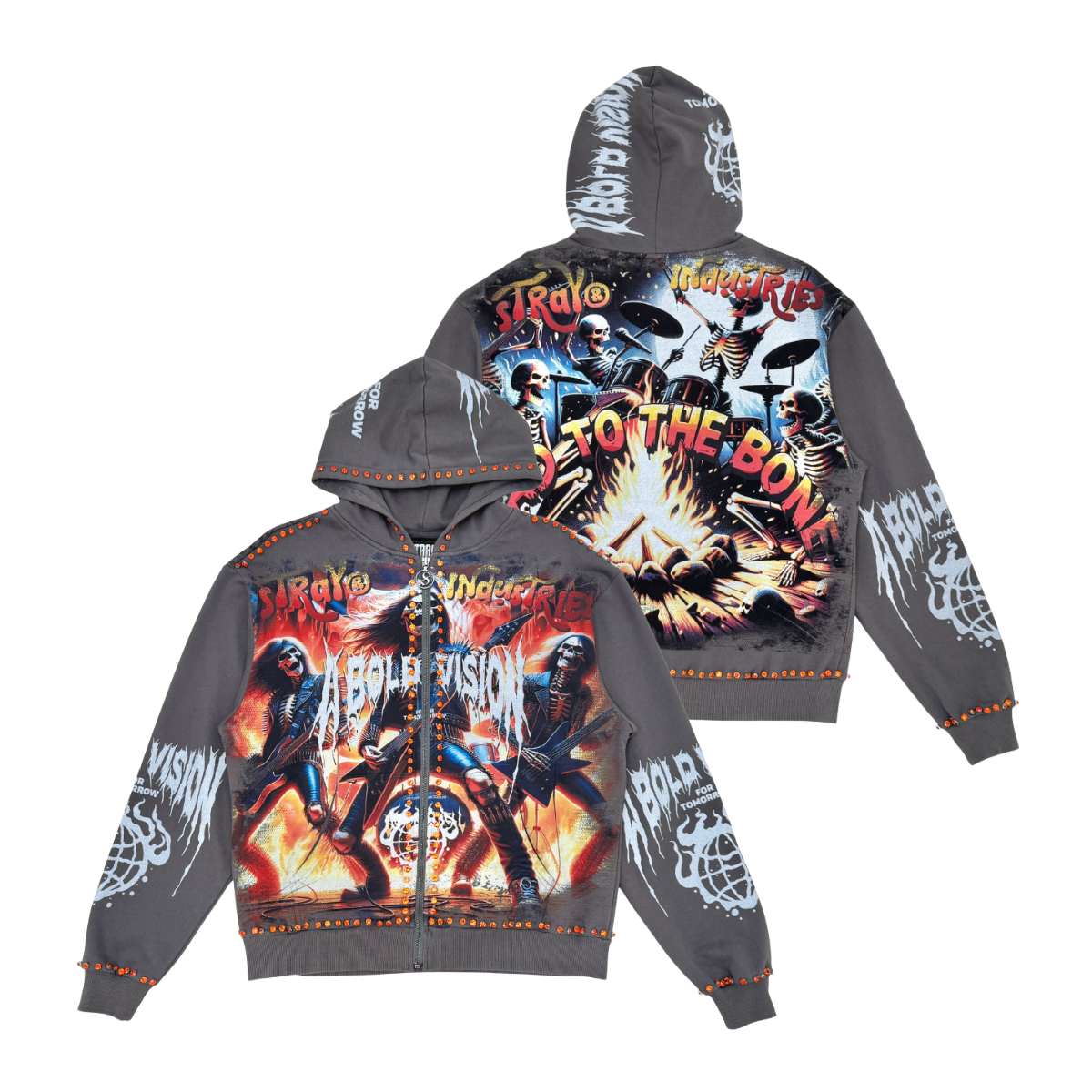 Stray A Bold Vision Rhinestone Full Zip Premium Hoodie