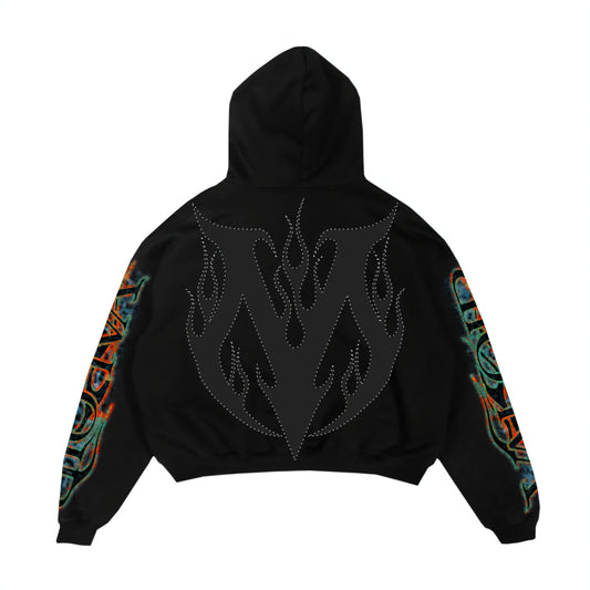Valoir Screw Mouth Garment Dyed Heavyweight Rhinestone Hoodie