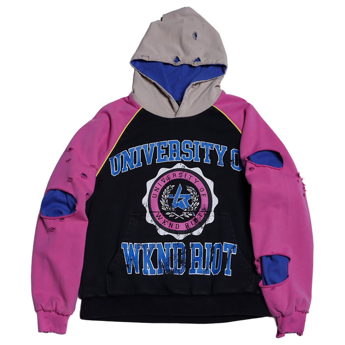 Wknd Riot University Hoodie Wash Pink