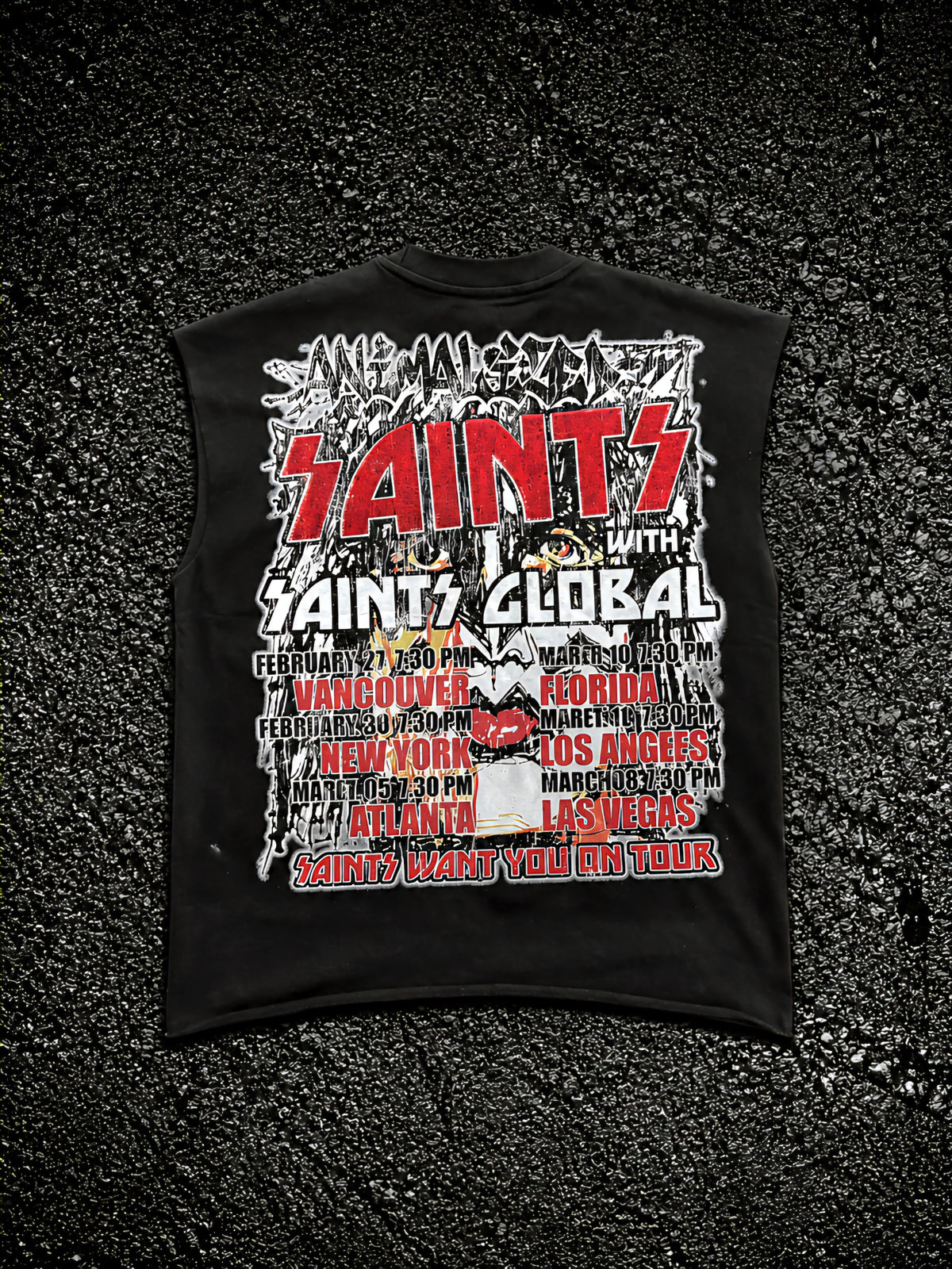 Rich Oni Kiss Global Saints Tour Rhinestone Sleeveless T-shirt