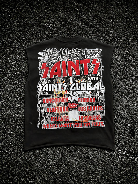 Rich Oni Kiss Global Saints Tour Rhinestone Sleeveless T-shirt