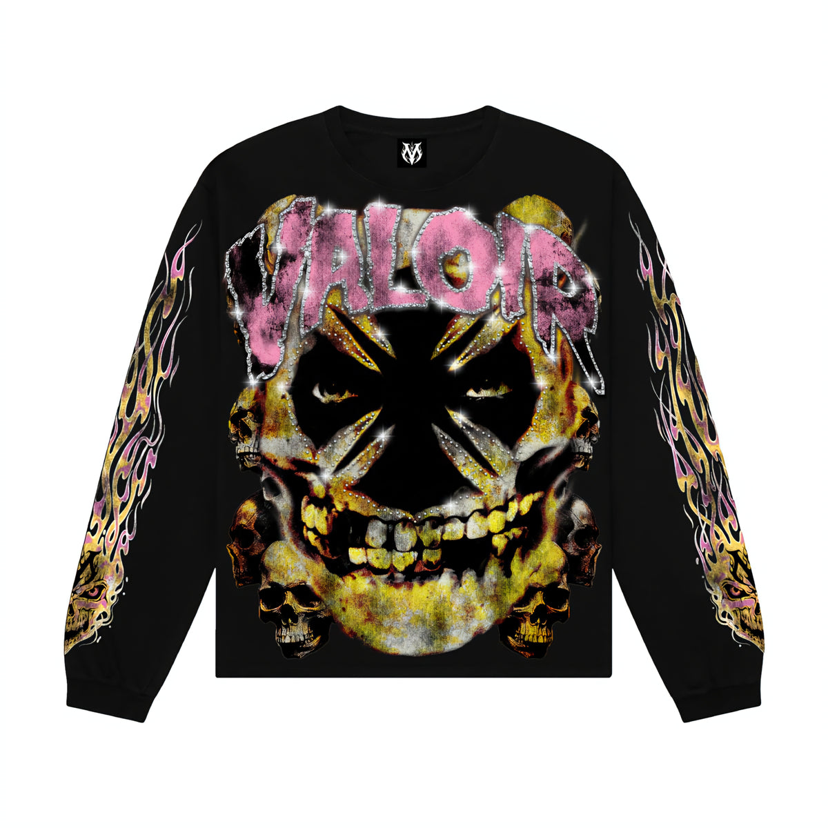 Valoir Disturbed Garment Dyed Heavyweight Rhinestone Long Sleeve
