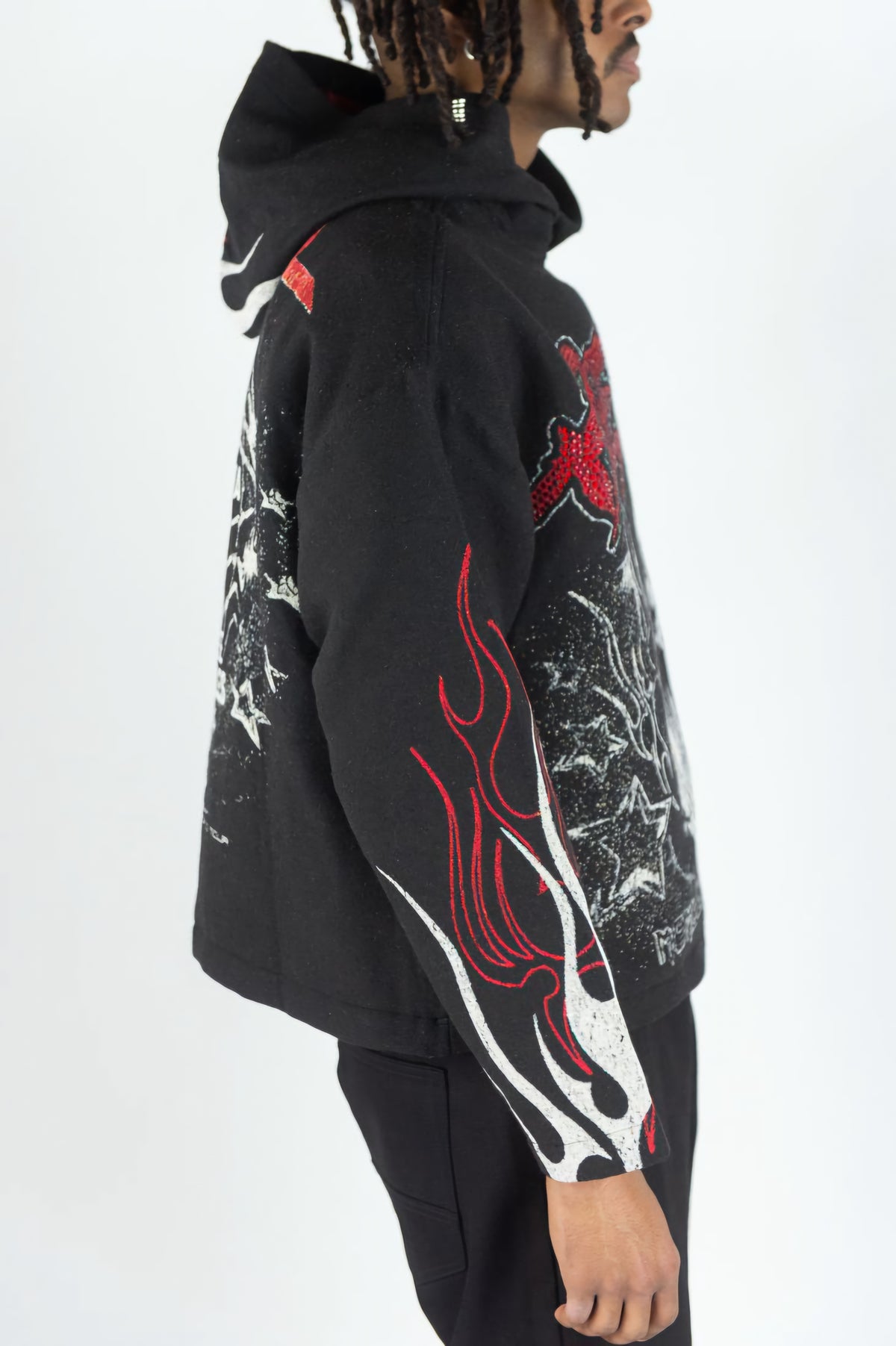 Rebel Minds Heavyweight Rhinestone Tapestry Mad Dog Hoodie
