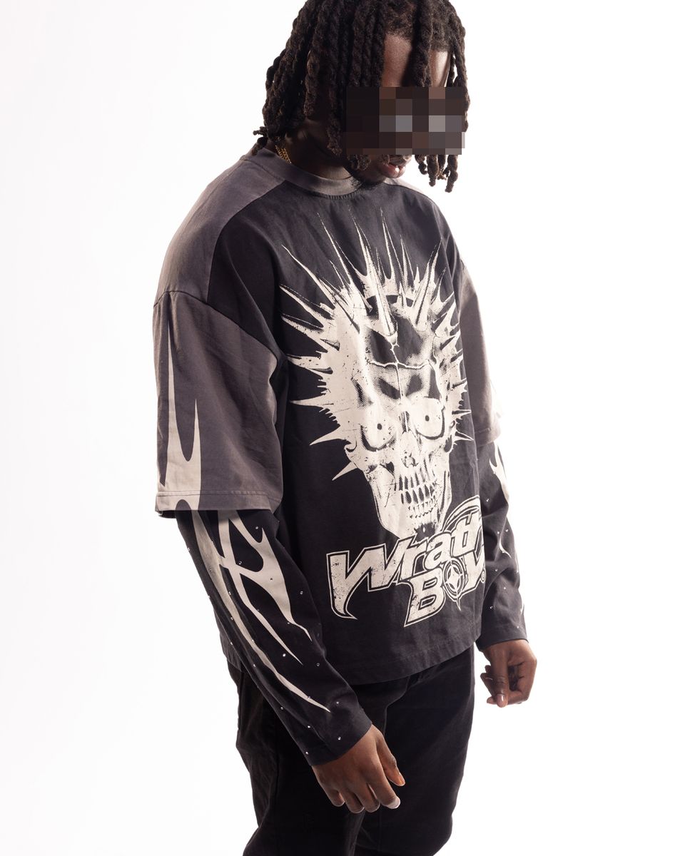 Wrathboy No Hard Feelings Rhinestone Long Sleeve T-shirt