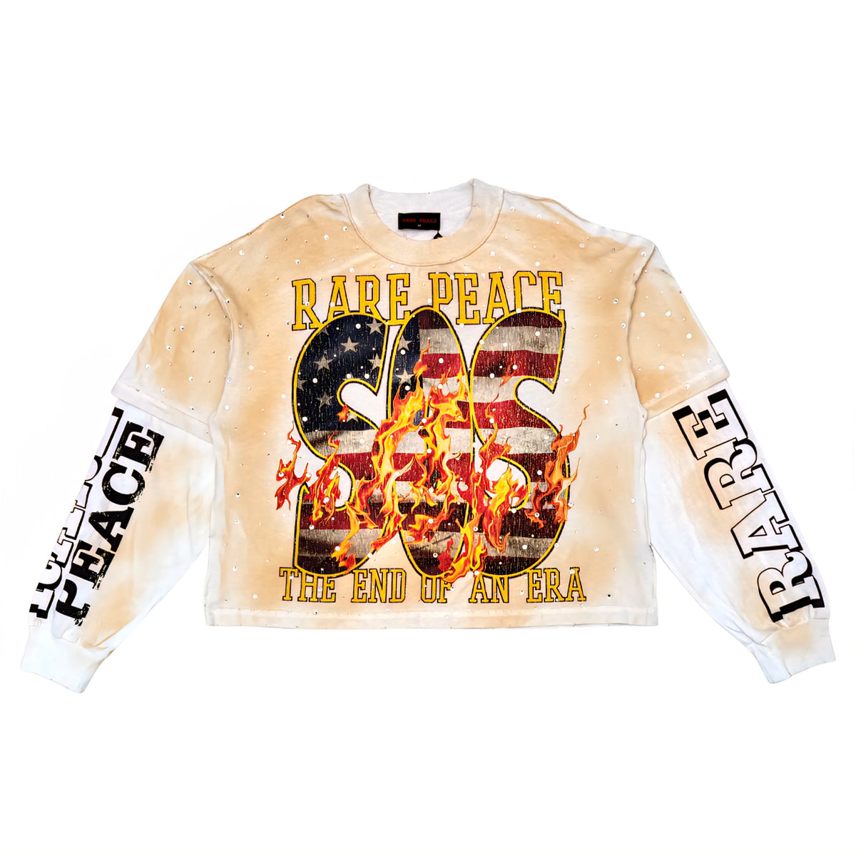 Rare Peace Washed SOS Twofer W/ All Over VVS Rhinestones