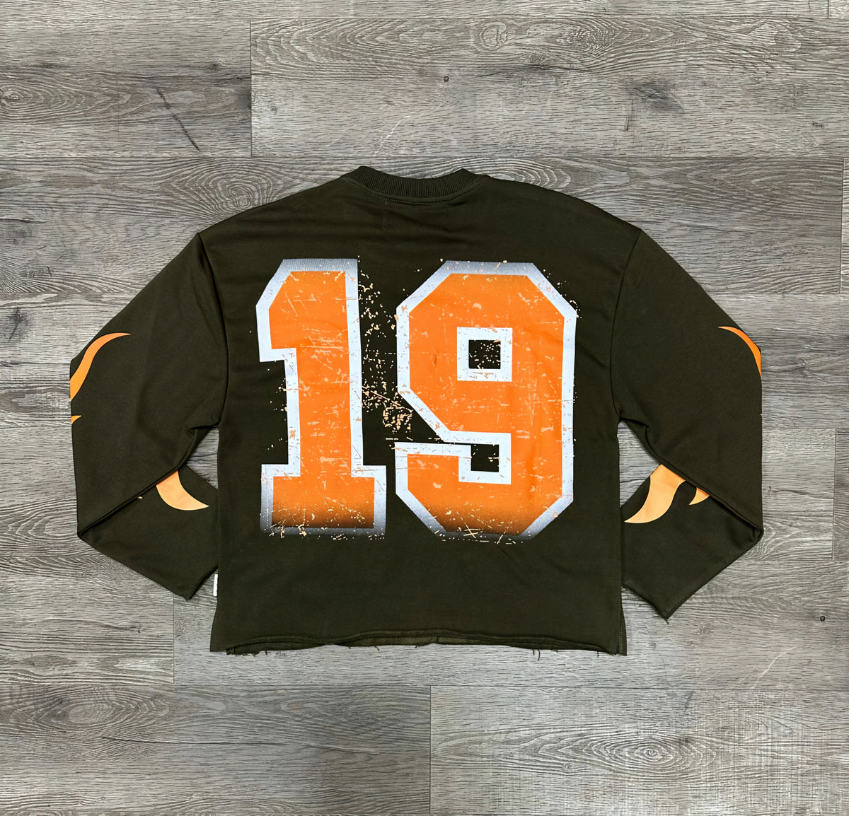 BKYS Waves Cropped Long Sleeve T-shirt (Olive)