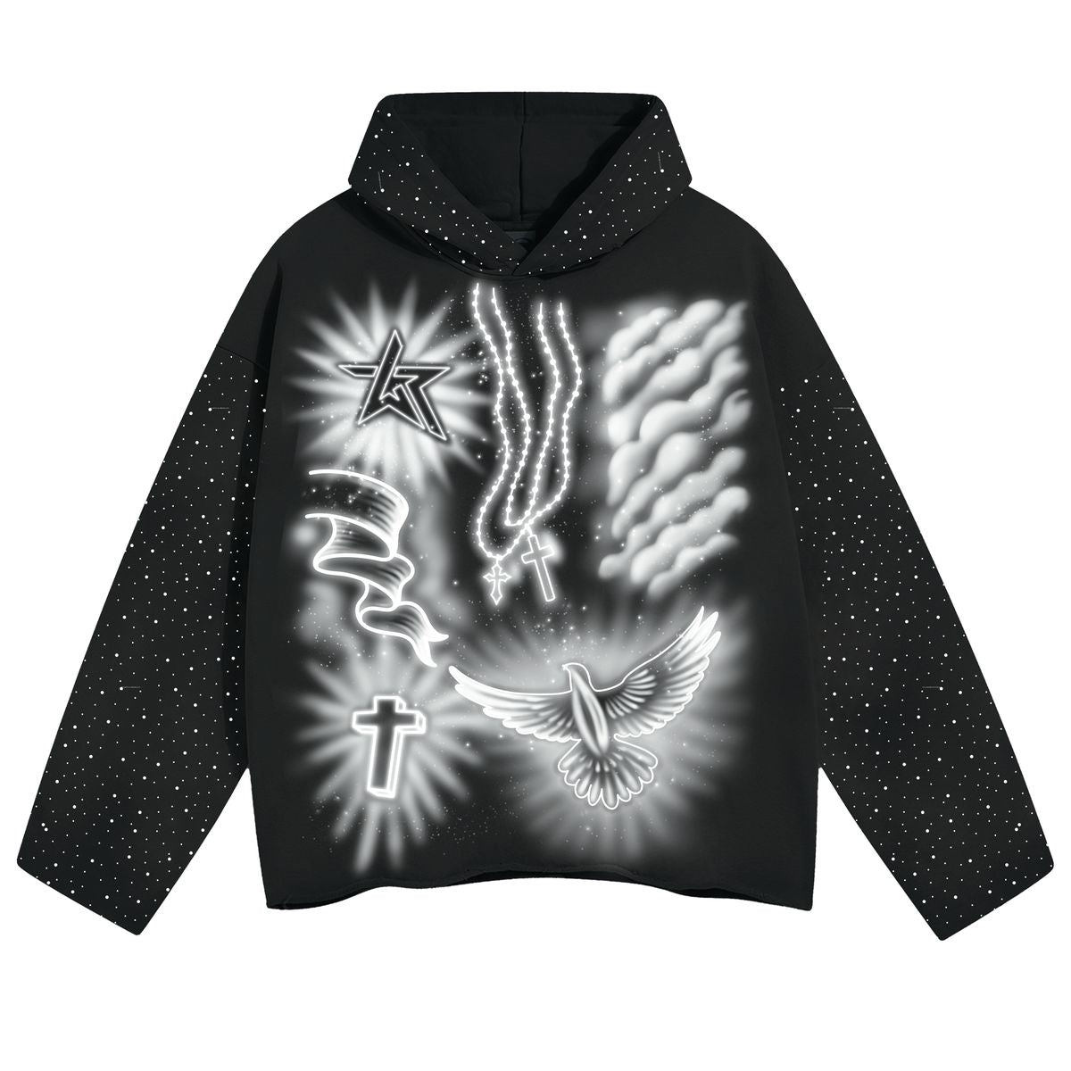 Wknd Riot Airbrush Rhinestone Hoodie