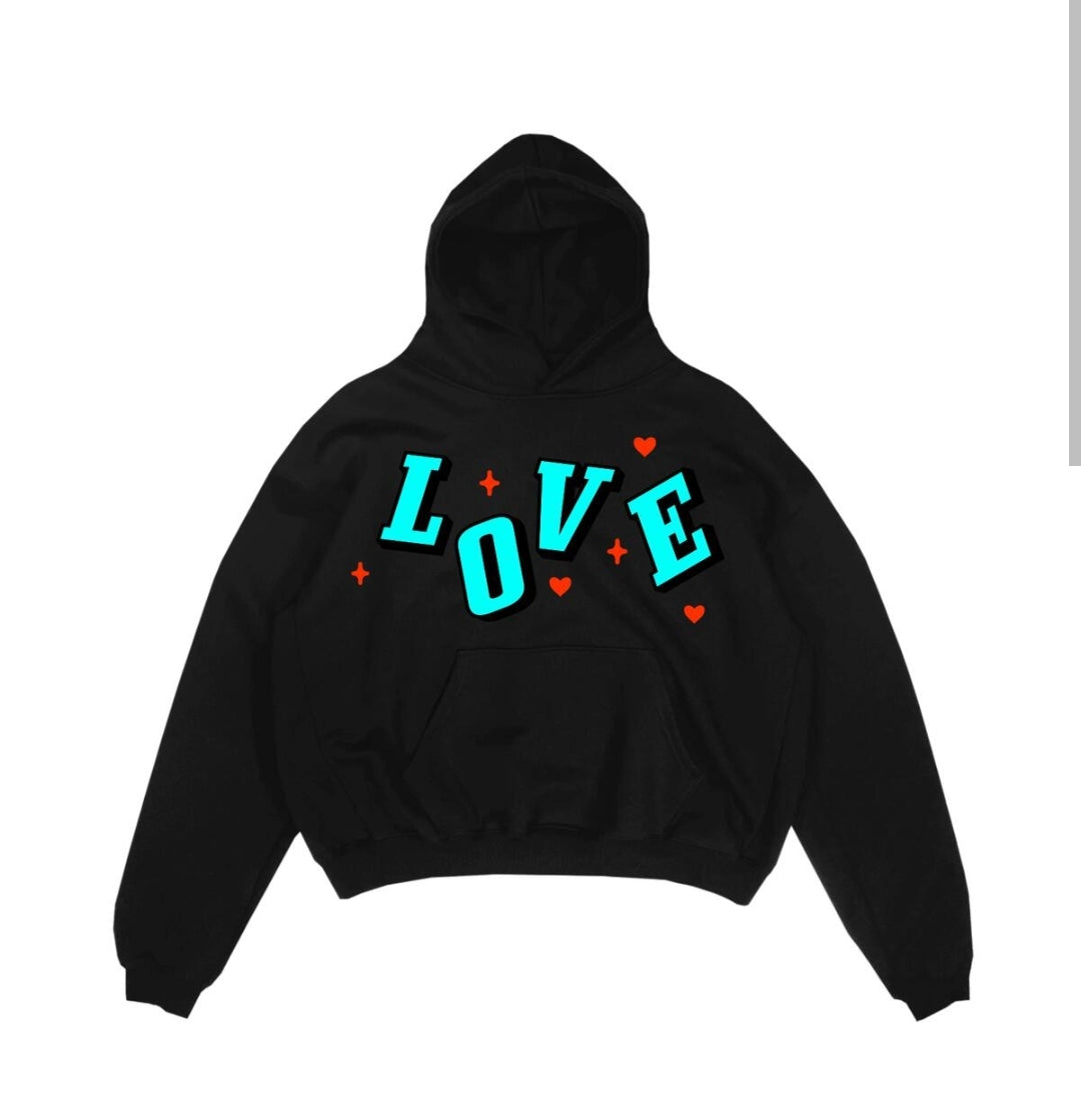 L.O.V.E Flamimg Skull Eyes Hoodie
