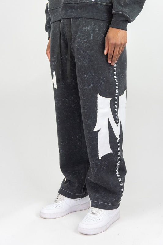 Rebel Minds RM Thick Stitch Wide Leg Stacked Sweatpants