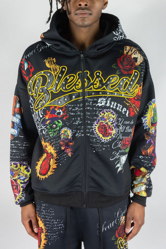 Rebel Minds Blessed All Over Hoodie