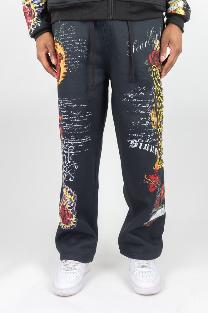 Rebel Minds Blessed All Over Wide Leg Stacked Sweatpants