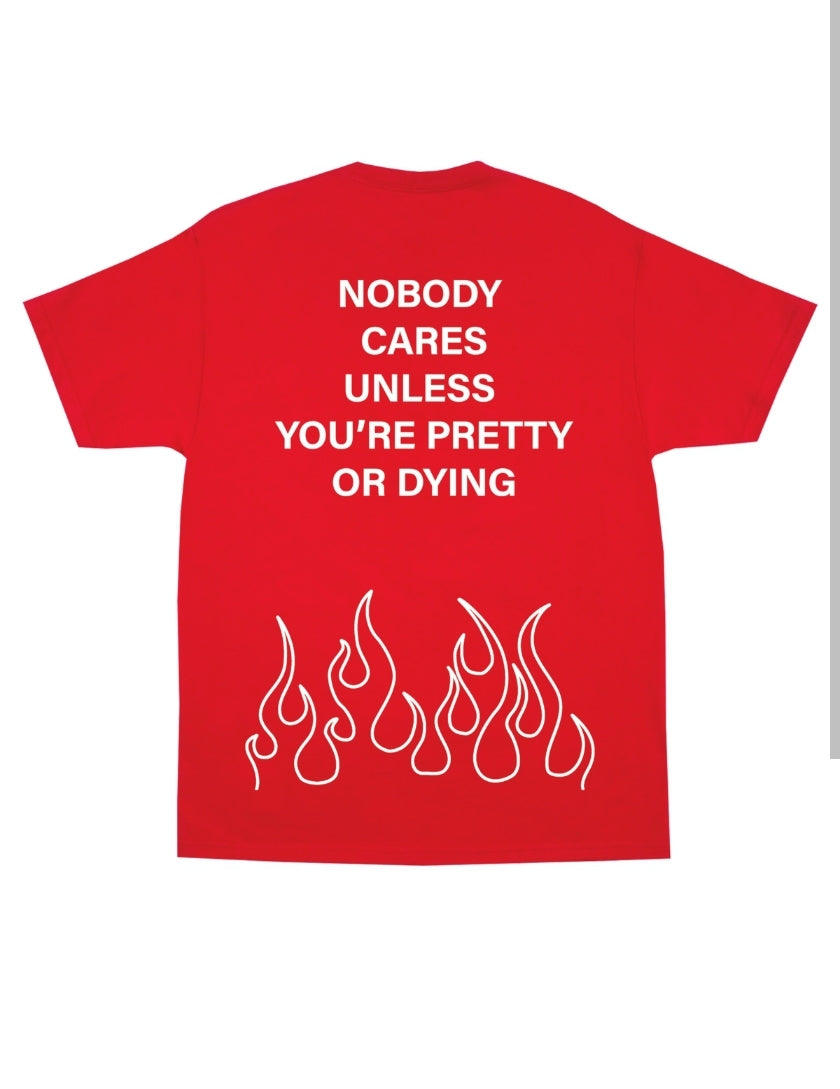 Lonely Hearts Club Nobody Cares T-shirt (Red)