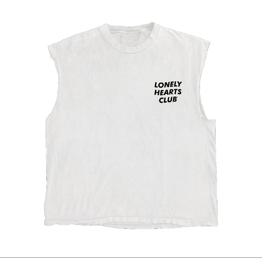 Lonely Hearts Club Nobody Cares  Sleeveless T-shirt (Off White)