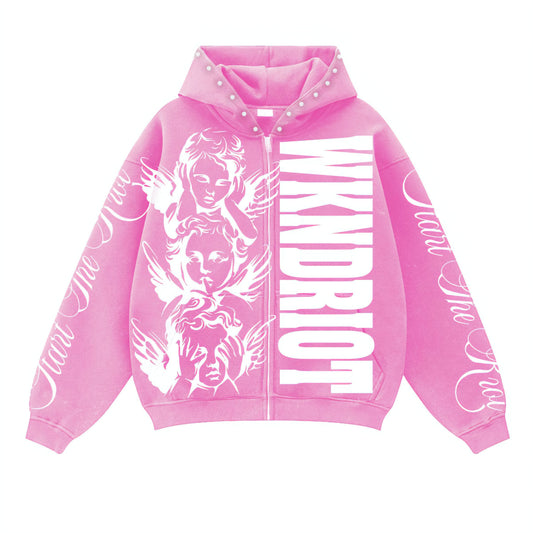 Wknd Riot Hear Speak See No Evil Rhinestone Hoodie