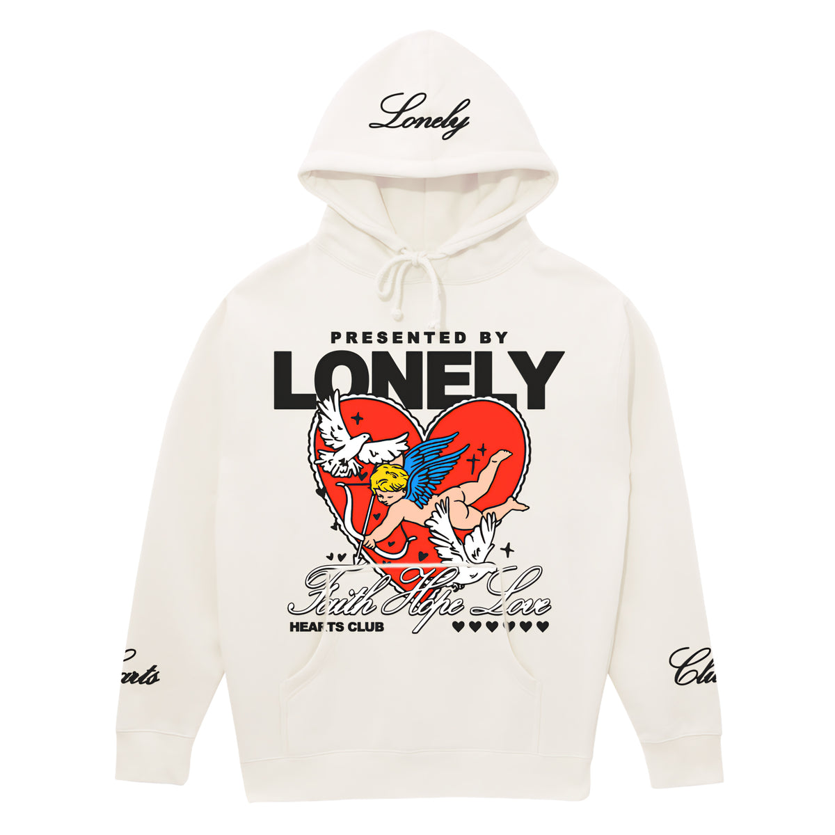 Lonely Hearts Club Faith Hope Love Hoodie(White)