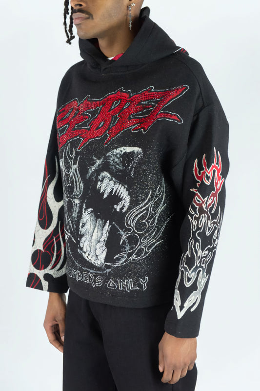 Rebel Minds Heavyweight Rhinestone Tapestry Mad Dog Hoodie