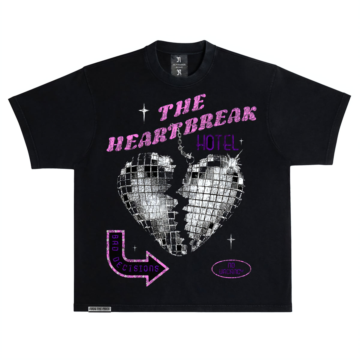 November Reine Heartbreak Hotel Luxury Heavyweight T-shirt With Rhinestones