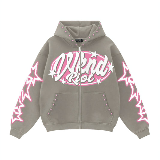 Wknd Riot High Fashion Rhinestone Hoodie