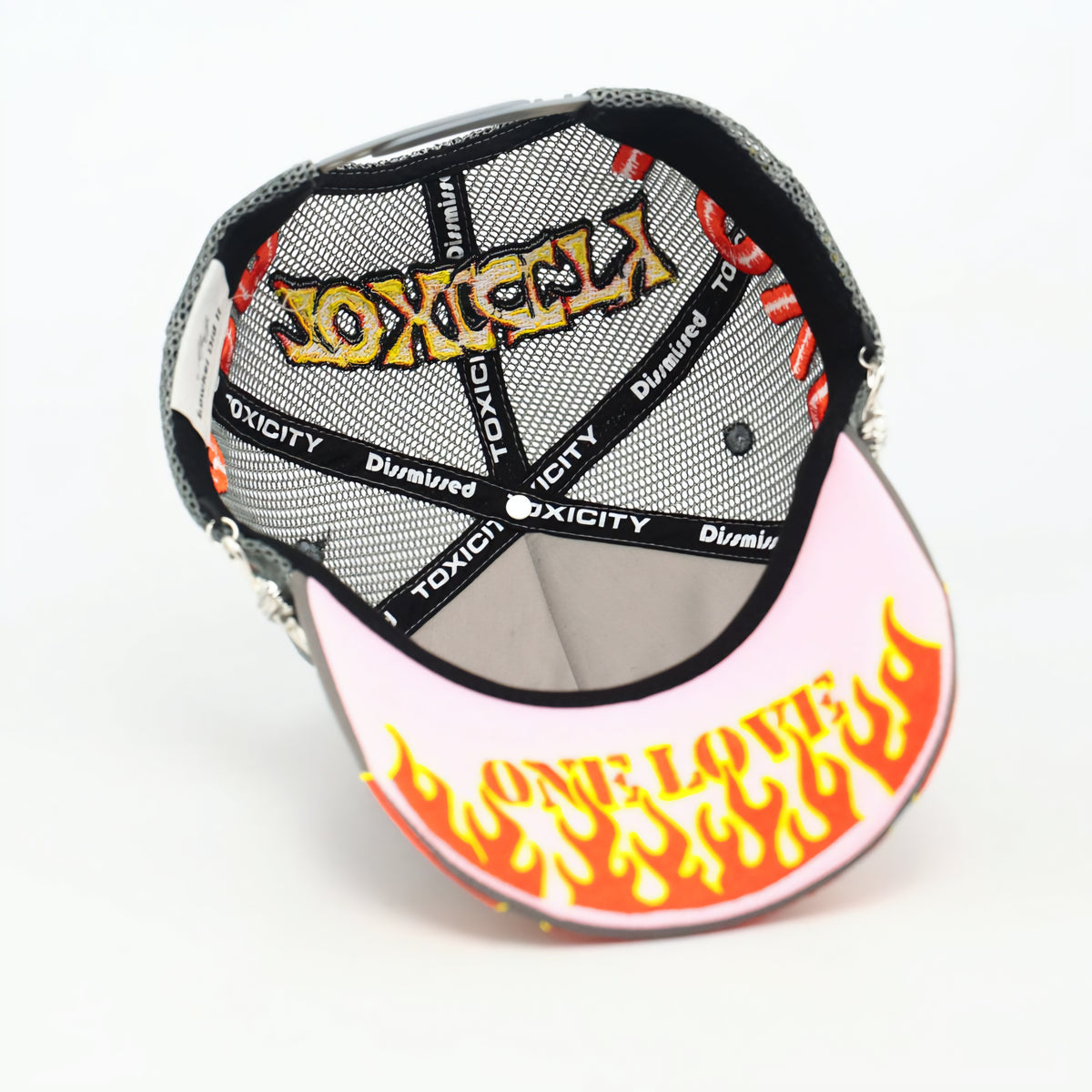 Toxicity Love Hard Rhinestone Barb Wire Trucker Hat