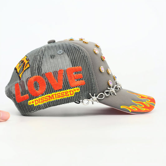 Toxicity Love Hard Rhinestone Barb Wire Trucker Hat