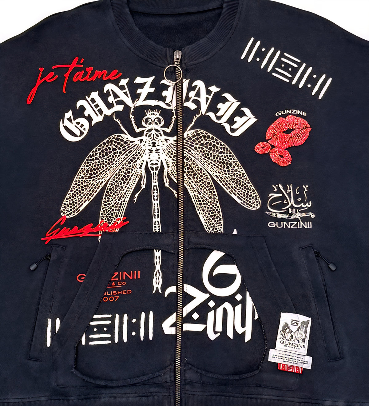 Gunzini Dragon Fly Full Zip  Tshirt Cropped T-shirt