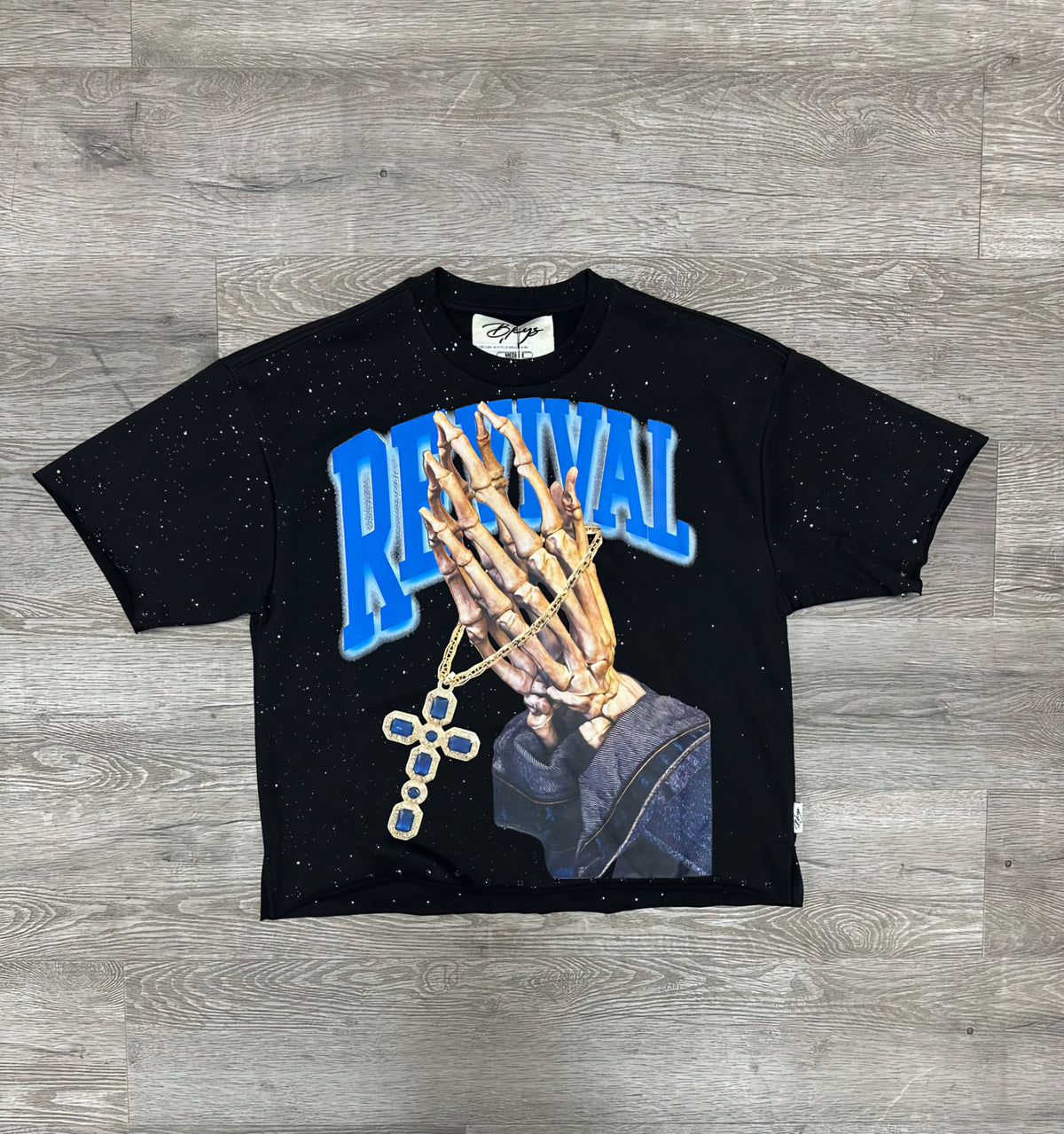 Black Keys Revival  VVS Rhinestone Cropped T-shirt (Black)