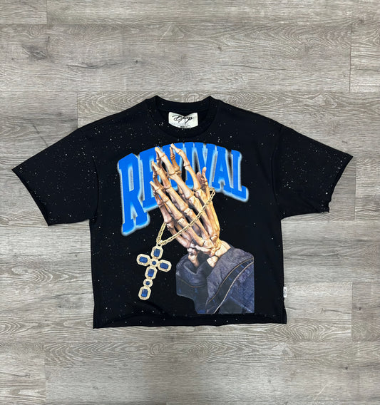 Black Keys Revival  VVS Rhinestone Cropped T-shirt (Black)