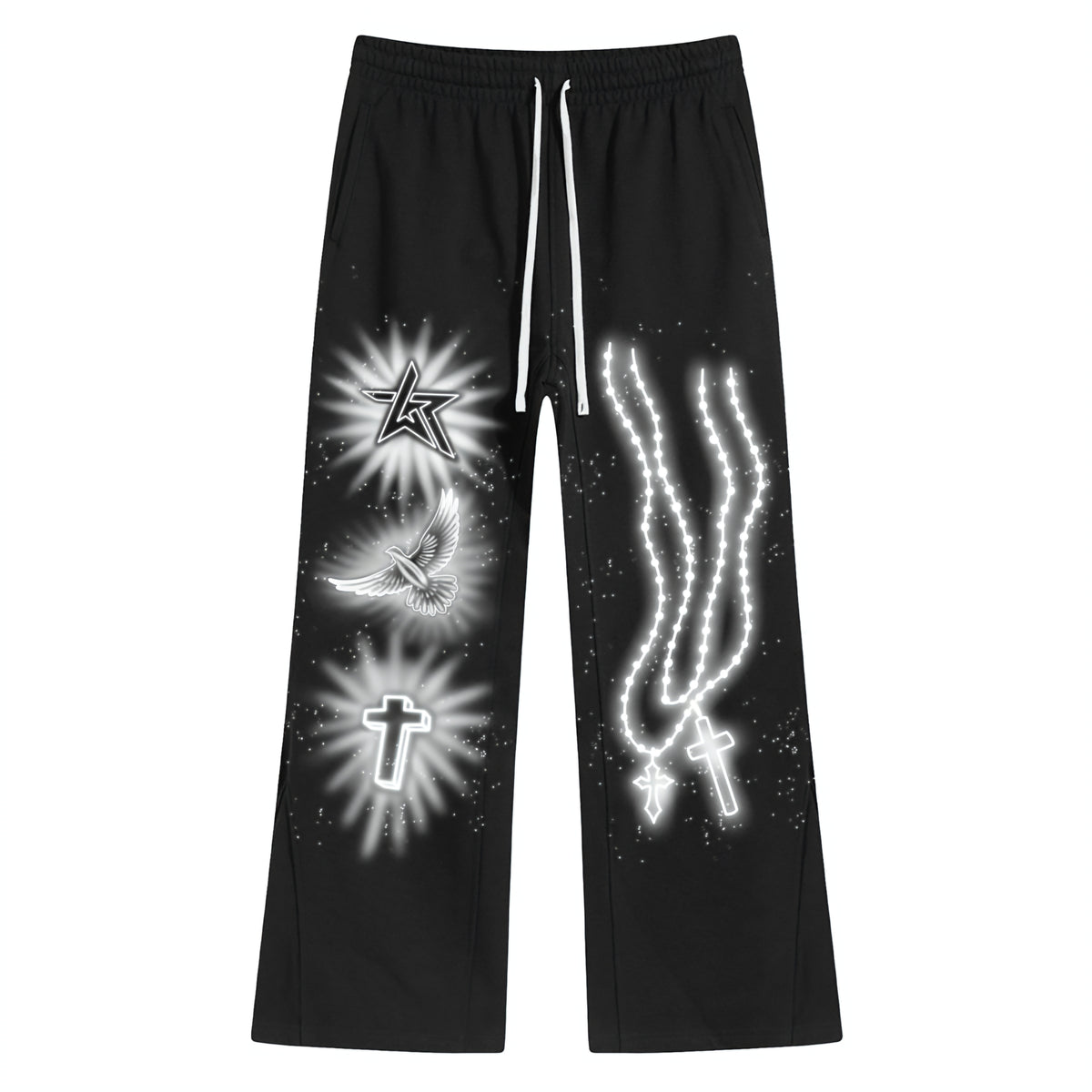 Wknd Riot Airbrush Rhinestone Stacked Sweatpants