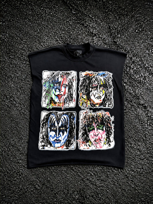 Rich Oni Kiss Global Saints Tour Rhinestone Sleeveless T-shirt