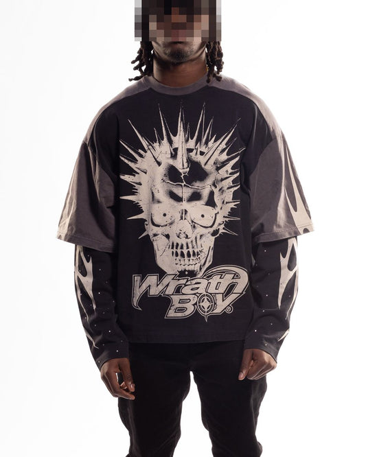 Wrathboy No Hard Feelings Rhinestone Long Sleeve T-shirt