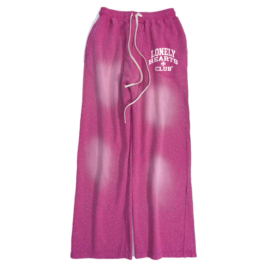 Lonely Hearts Club All Over VVS Rhinestone Oversized Stacked Sweatpants