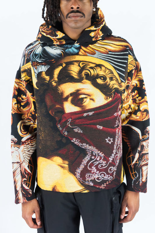 Rebel Minds Heavyweight Rhinestone Tapestry Saint Hoodie
