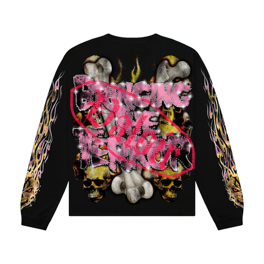 Valoir Disturbed Garment Dyed Heavyweight Rhinestone Long Sleeve
