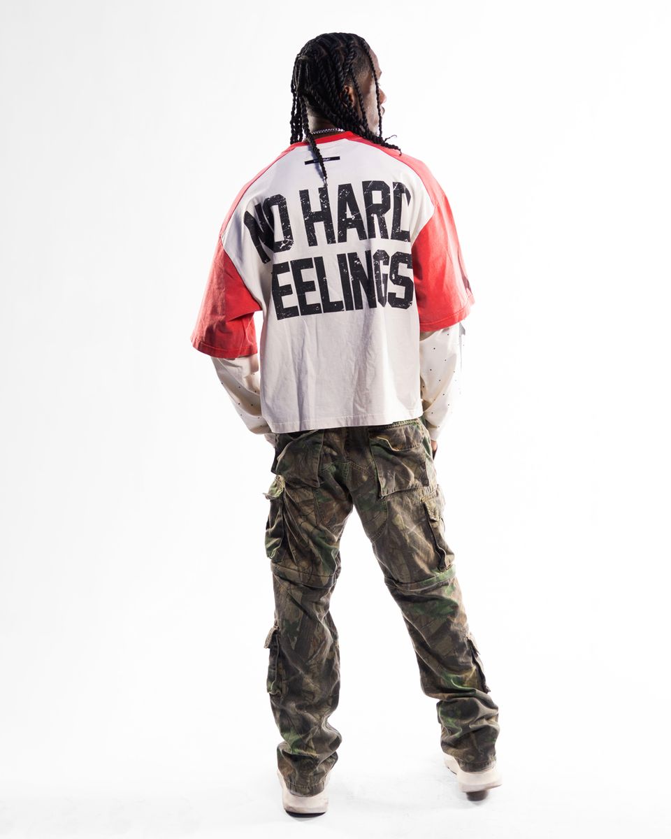 Wrathboy No Hard Feelings Rhinestone Long Sleeve T-shirt (White)