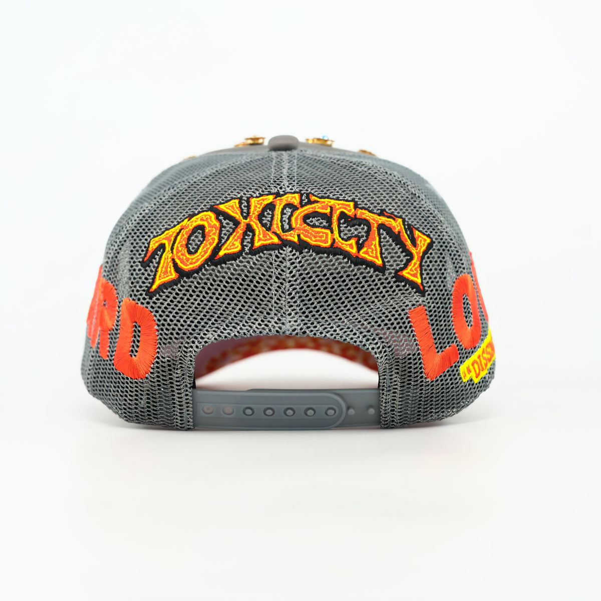 Toxicity Love Hard Rhinestone Barb Wire Trucker Hat