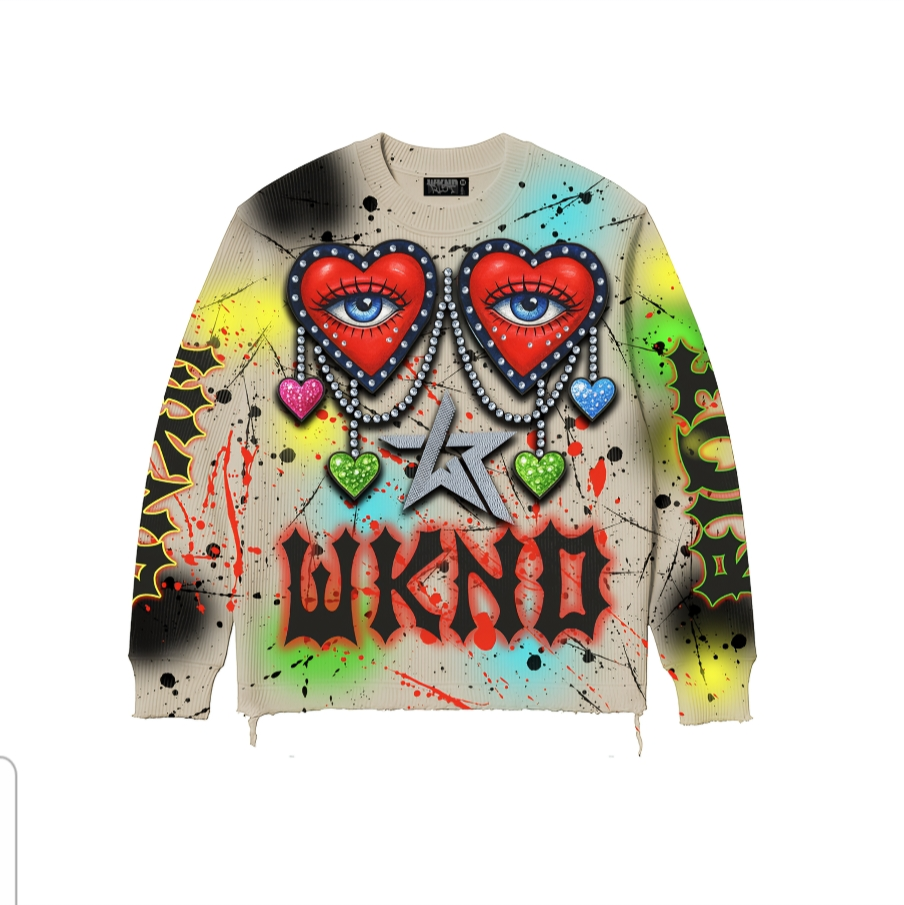 Wknd Riot All Eyes On Me Knit Rhinestone Sweater