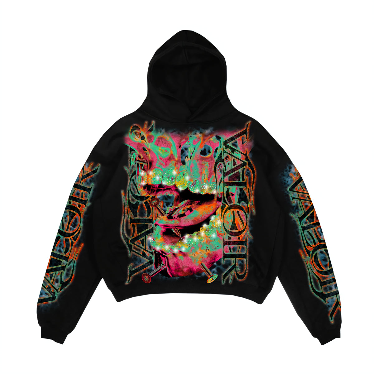 Valoir Screw Mouth Garment Dyed Heavyweight Rhinestone Hoodie
