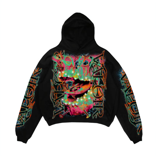 Valoir Screw Mouth Garment Dyed Heavyweight Rhinestone Hoodie