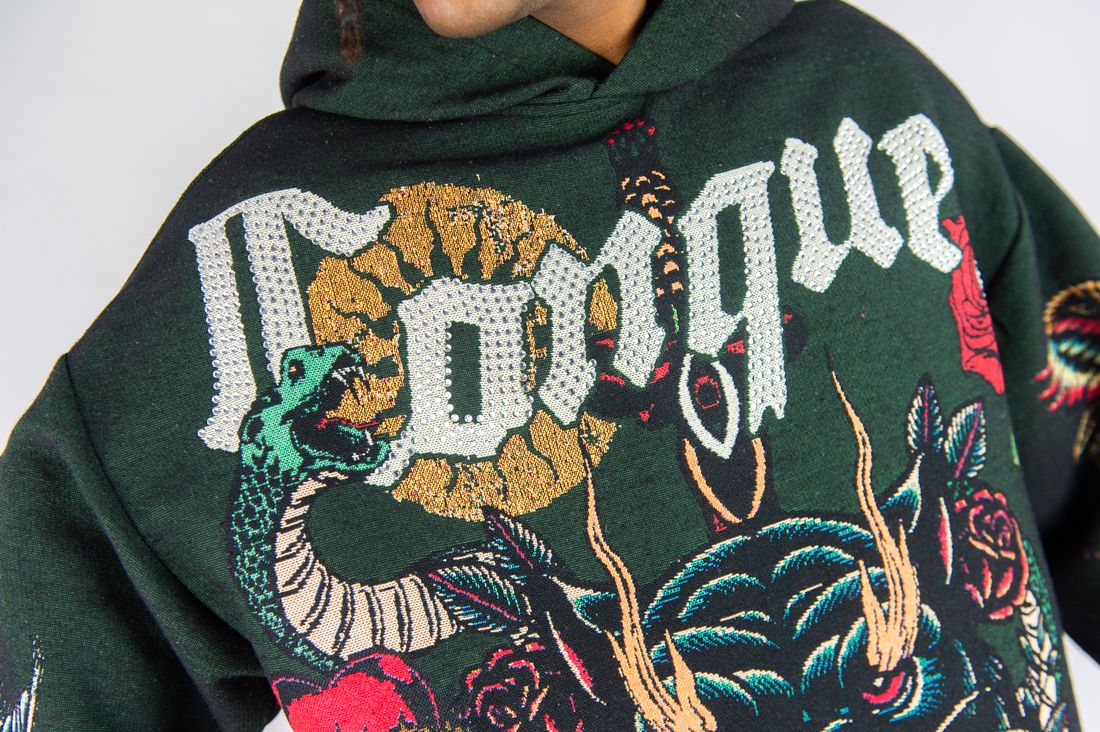Rebel Minds Heavyweight Rhinestone Tapestry Conquer Hoodie